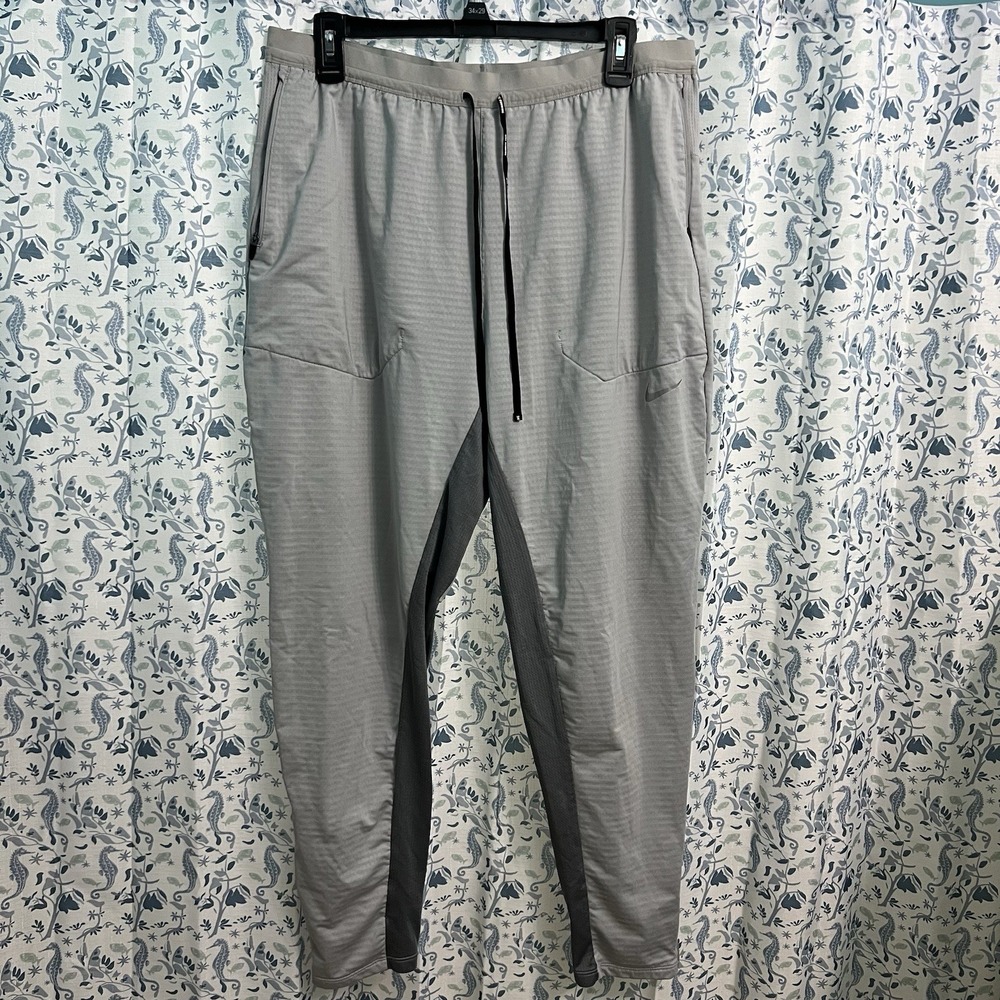 Nike Mens Phenom Elite Reflective Pants Gray Colorblock Stretch Ankle Zip XL